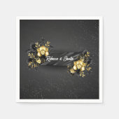 Serviette En Papier Foil Gold Black Orchidées Modern Boho (Devant)
