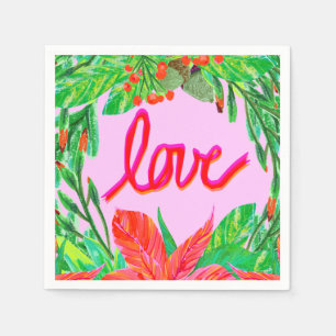 Serviette En Papier Foliage de Noël - Amour