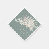 Serviette En Papier Foliage Duet Sage Green Almond Mariage botanique (Coin)