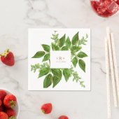 Serviette En Papier Foliage Feuille Gold Monogramme Mariage Cocktail (En situation)