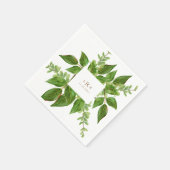 Serviette En Papier Foliage Feuille Gold Monogramme Mariage Cocktail (Coin)