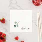 Serviette En Papier Foliage Modern Script Names Mariage Napkins (En situation)