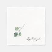Serviette En Papier Foliage Modern Script Names Mariage Napkins (Devant)