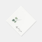 Serviette En Papier Foliage Modern Script Names Mariage Napkins (Coin)