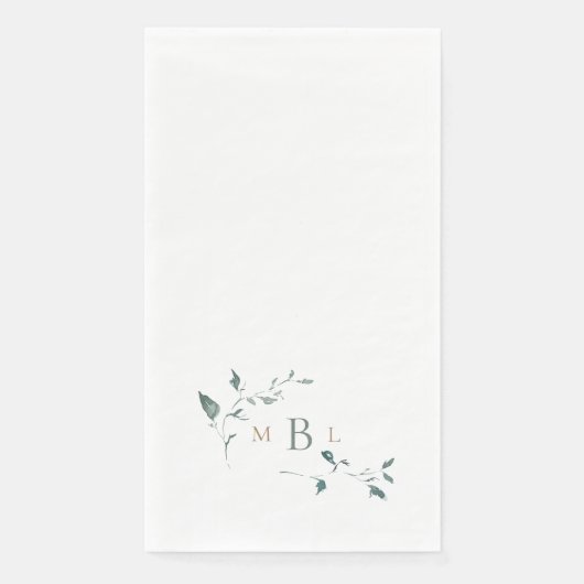 Serviette En Papier Foliage Monogramme Blanc Mariage élégant (Devant)