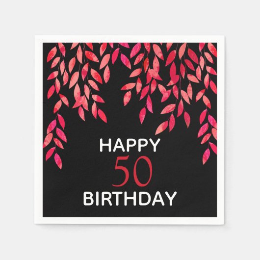 Serviette En Papier Foliage rose chaud lors de la fête d'anniversaire (Devant)