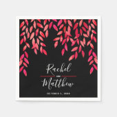 Serviette En Papier Foliage rose chaud sur Mariage noir (Devant)