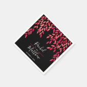 Serviette En Papier Foliage rose chaud sur Mariage noir (Coin)