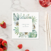 Serviette En Papier Foliage Tropical Moderne Mariage Cocktail (En situation)