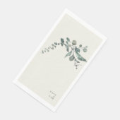 Serviette En Papier Foliage Turquoise & Crème Mariage personnalisé (Coin)