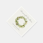 Serviette En Papier Folithe vert Wreath d'hiver Joyeux Noël (Coin)