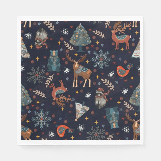 Serviette En Papier Folk Art Christmas (Devant)