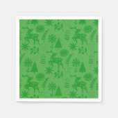Serviette En Papier Folk Art Deer Forest Green (Devant)