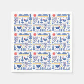 Serviette En Papier Folk Art Winter Bird Motif (Devant)