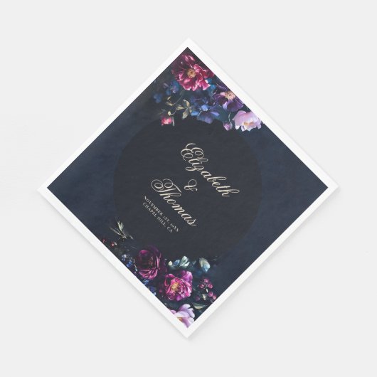 Serviette En Papier Foncé romantique Moody Florals gothique Noir Maria (Coin)
