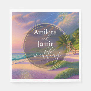 Serviette En Papier Fond de plage magnifique paillettes or mariage