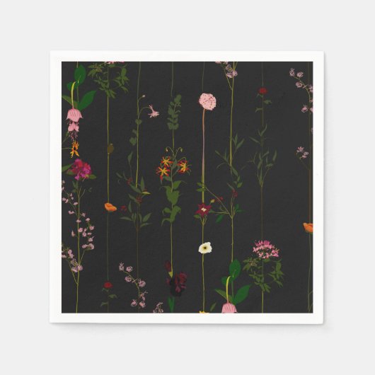 Serviette En Papier Fond d'écran floral - foncé (Devant)