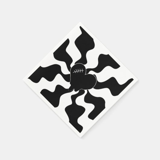 Serviette En Papier Fonte cardiaque en noir et blanc (Coin)