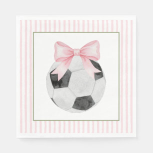 Serviette En Papier Football à rayure rose