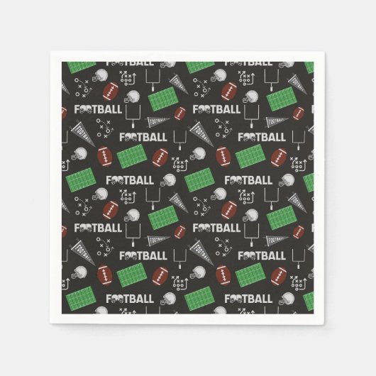 Serviette En Papier Football amusant sur le noir (Devant)