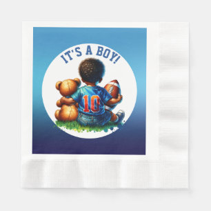 Serviette En Papier Football Baby Boy et Teddy Baby shower C'est un ga