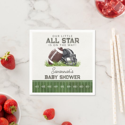 Serviette En Papier Football Little All Star Touchdown Baby Shower (En situation)
