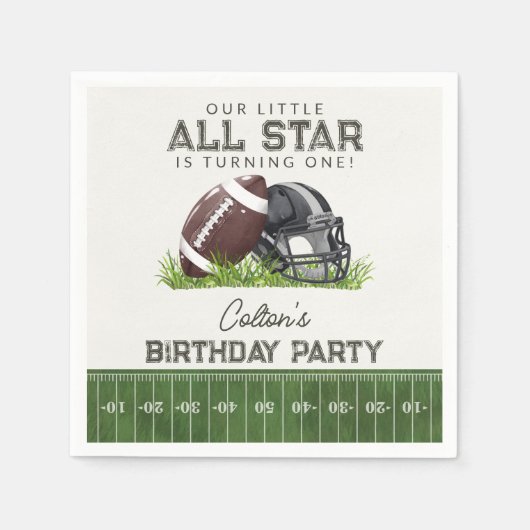Serviette En Papier Football Little All Star Touchdown Birthday Party (Devant)