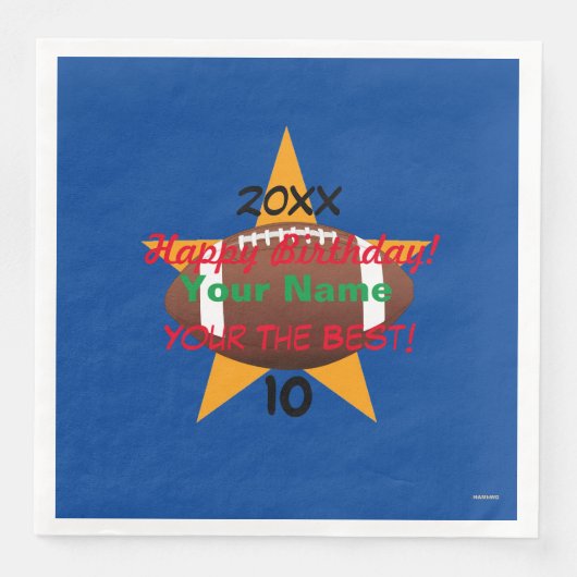 Serviette En Papier Football Personnalisé Anniversaire Papier Napkin H (Devant)
