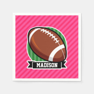 Serviette En Papier Football sur Vert et Neon Pink Stripes