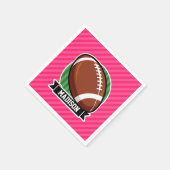 Serviette En Papier Football sur Vert et Neon Pink Stripes (Coin)