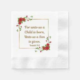 Serviette En Papier “For Unto Us a Child Is Born” Isaiah 9:6 Cocktail