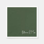 Serviette En Papier Forest Green Script Names Mariage Cocktail (Devant)