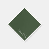 Serviette En Papier Forest Green Script Names Mariage Cocktail (Coin)