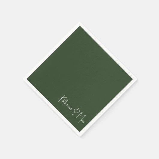 Serviette En Papier Forest Green Script Names Mariage Cocktail (Coin)