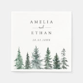 Serviette En Papier Forest Wintre Watercolor Wedding (Devant)