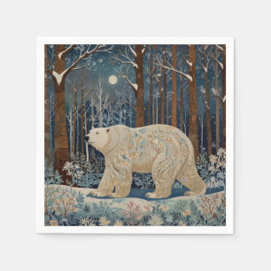 Serviette En Papier Forêt bohème d'hiver de l'ours blanc rétro