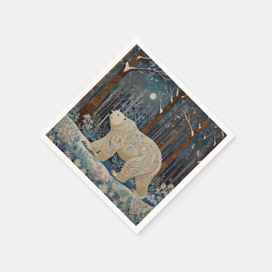 Serviette En Papier Forêt bohème d'hiver de l'ours blanc rétro (Coin)