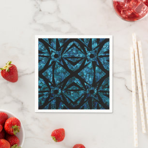 Serviette En Papier Forêt botanique de nuit géométrique bleu foncé