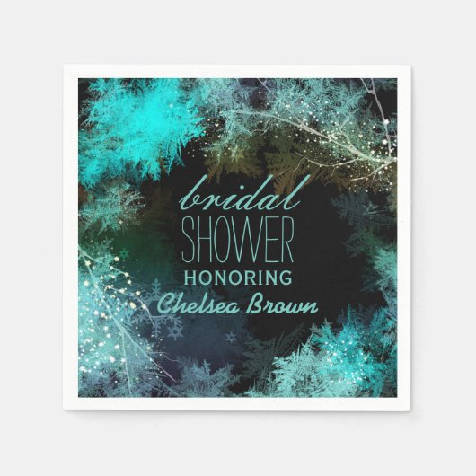 Serviette En Papier Forêt céleste Fête des mariées Turquoise (Devant)