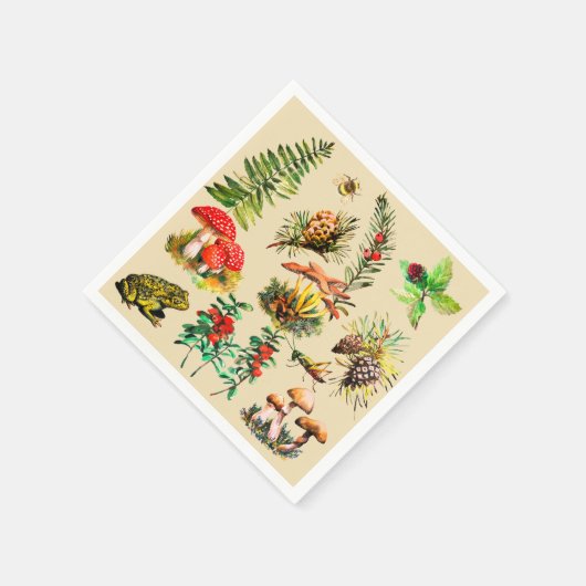 Serviette En Papier Forêt, champignons sauvages (Coin)