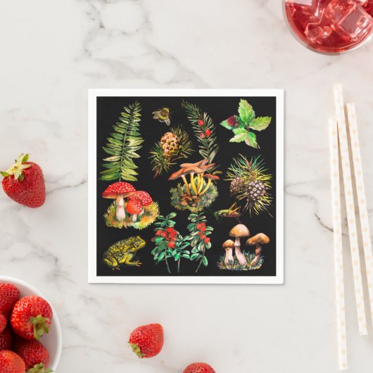 Serviette En Papier Forêt, champignons sauvages (En situation)
