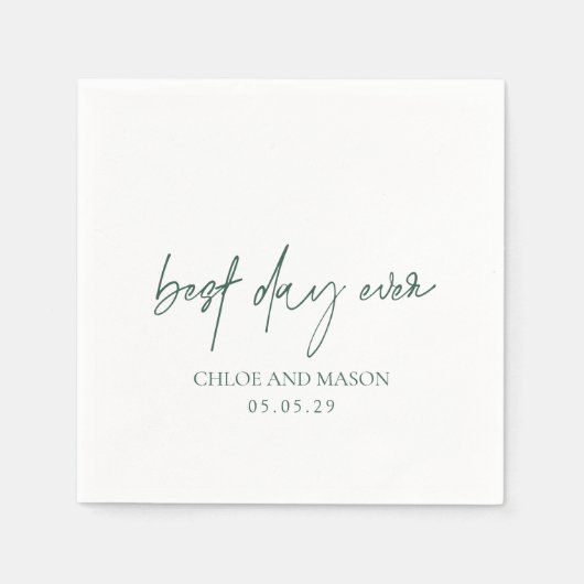 Serviette En Papier Forêt classique Green Mariage élégant (Devant)