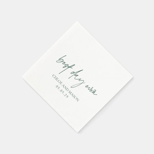 Serviette En Papier Forêt classique Green Mariage élégant (Coin)