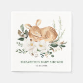 Serviette En Papier Forêt couchée Cerf Blanc Flore Végétal Fawn (Devant)