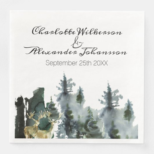 Serviette En Papier Forêt d'aquarelle du Nord-Ouest du Pacifique et ce (Devant)