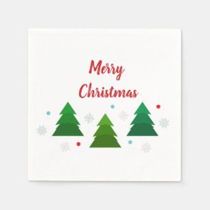Serviette En Papier Forêt d'arbres de Noël, flocons de neige, points b
