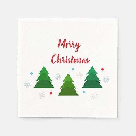 Serviette En Papier Forêt d'arbres de Noël, flocons de neige, points b (Devant)