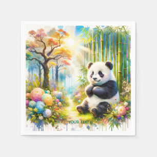 Serviette En Papier Forêt de bambou de Panda mignonne Imaginaire