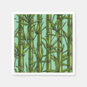 Serviette En Papier Forêt de bambou sur bleu clair