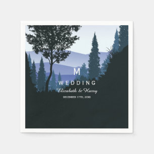 Serviette En Papier Forêt de bois bleu, Mariage rustique